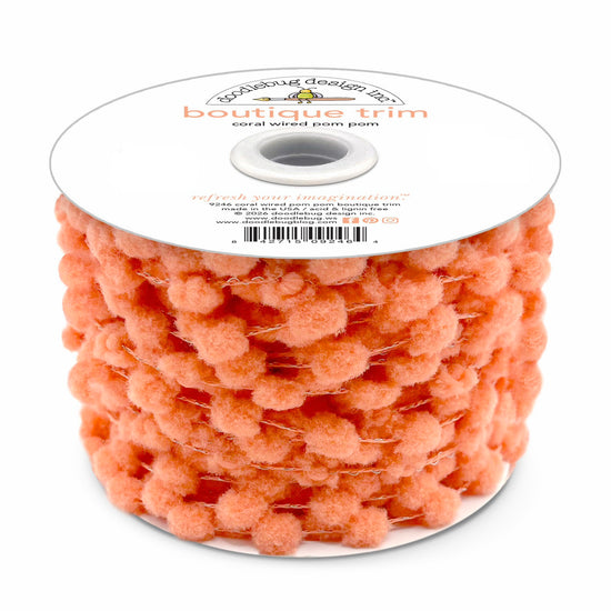 Doodlebug Wired Pom Pom Trim (by yard) Coral