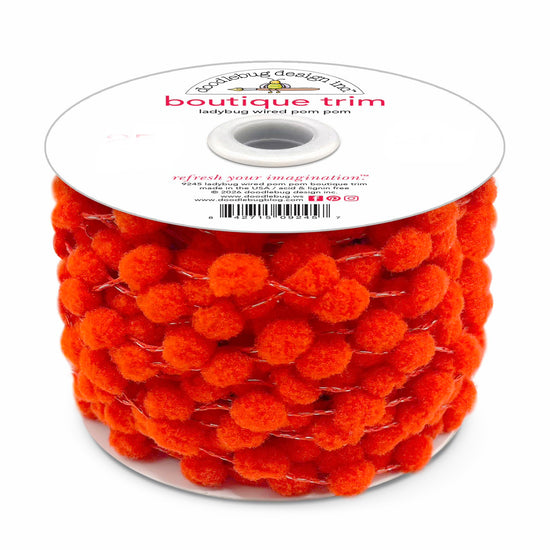 Doodlebug Wired Pom Pom Trim (by yard) Ladybug