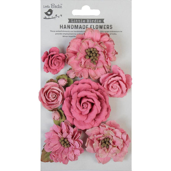 Little Birdie Lolita Paper Flowers 7/Pkg Rosy Note