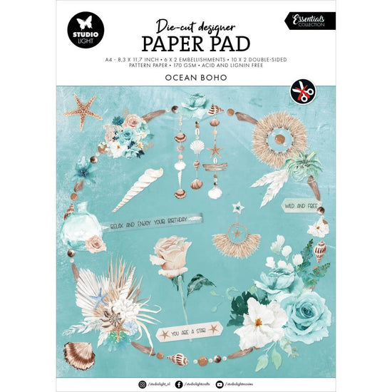 Studio Light Essentials Die-Cut Paper Pad 11.5"X8.25" 32/Pkg Nr. 168, Ocean Boho