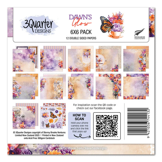 3Quarter Designs Dawns Glow 6x6 Design Paper & Diecuts Set