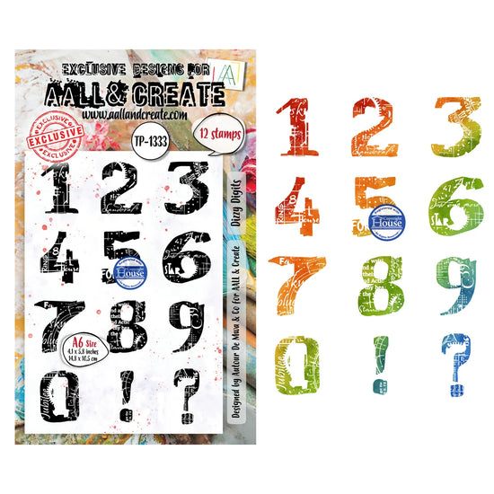 PRE ORDEN AALL and Create - A6 Stamp Set - Dizzy Digits PRE ORDEN