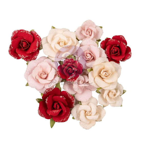 Prima Marketing Frank Garcia Paper Flowers 12/Pkg Shades of Sweet, Cherry Sweet