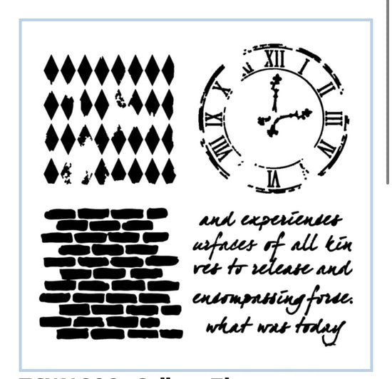 TCW1090s Collage Elements Stencil