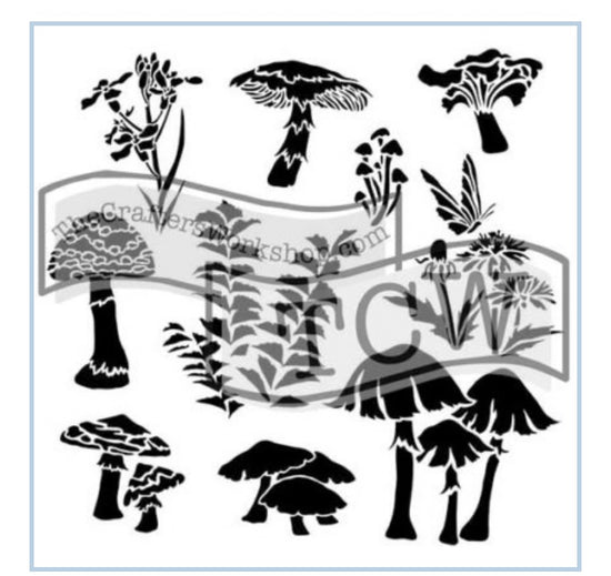 TCW578 Whimsical Shrooms Stencil