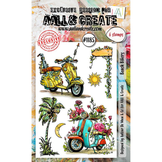 AALL And Create A6 Photopolymer Clear Stamp Set Beach Bikers