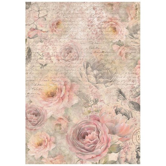 Stamperia Rice Paper Sheet A4 Shabby Rose Roses Pattern