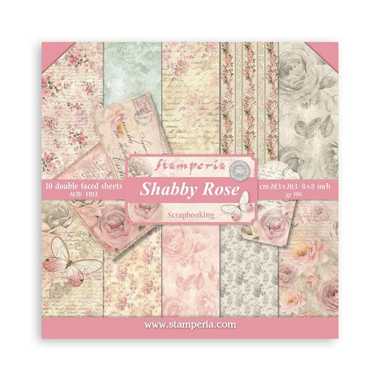 Stamperia Double-Sided paper Pad 8"X8" 10/Pkg Shabby Rose