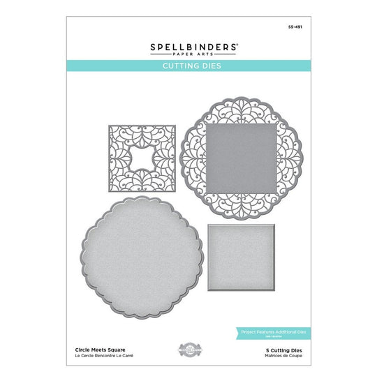 Spellbinders CIRCLE MEETS SQUARE Etched Dies S5-491