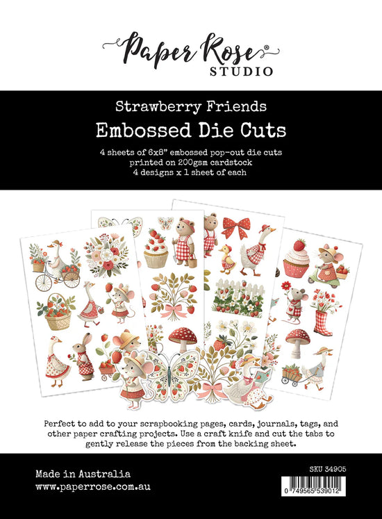 Paper Rose Strawberry Friends Embossed Die Cuts