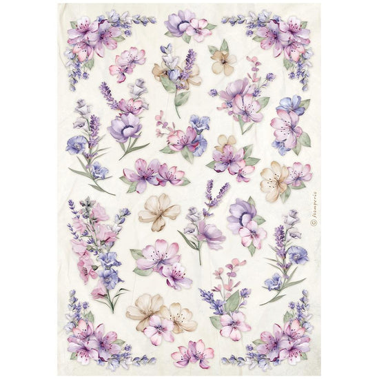 Stamperia Rice Paper Sheet A4 Lavender Flower Pattern