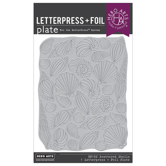 HERO ARTS SCATTERED SHELLS BETTERPRESS + FOIL PLATE FROM THE SUMMER BY THE SHORE COLLECTION