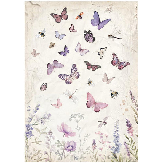 Stamperia Rice Paper Sheet A4 Lavender Butterfly