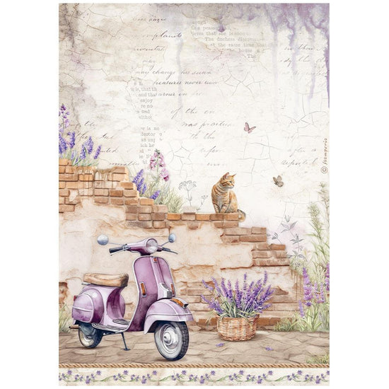 Stamperia Rice Paper Sheet A4 Lavender Vespa