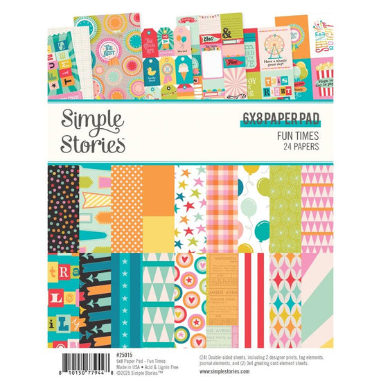 Simple Stories Double-Sided Paper Pad 6"X8" 24/Pkg Fun Times