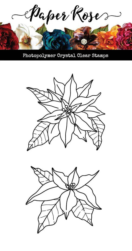 Paper Rose Poinsettia Duo Clear Stamp
