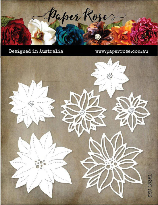 Paper Rose Poinsettia Flowers Metal Die Set