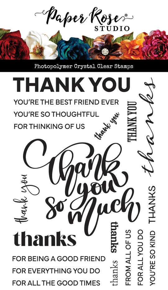 Paper Rose Thank You 4x6" Clear Stamp Set