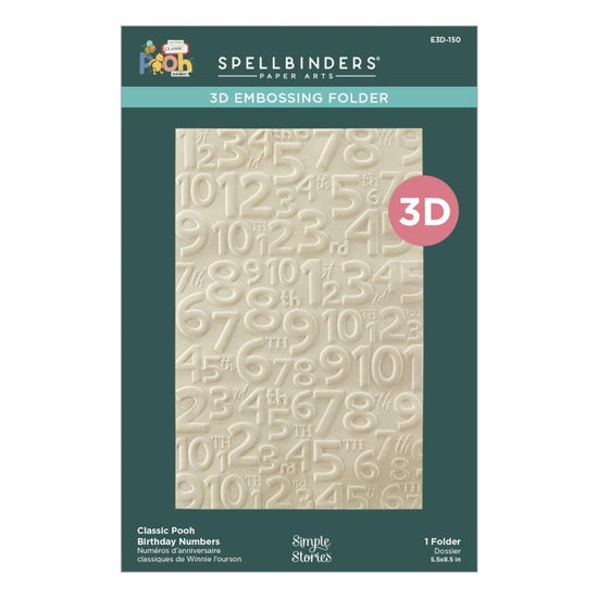 Spellbinders 3D Embossing Folder From Say Cheese Classic Pooh Numbers