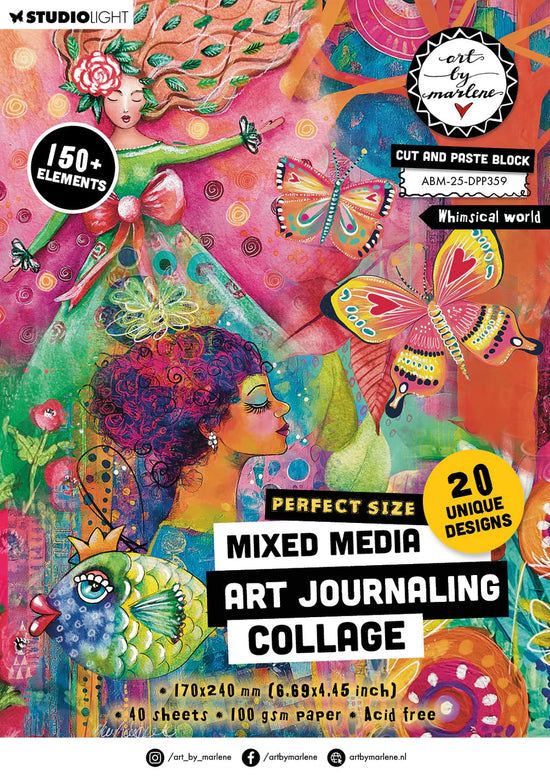 Cut And Paste Book Whimsical World Art By Marlene 40 Sheets