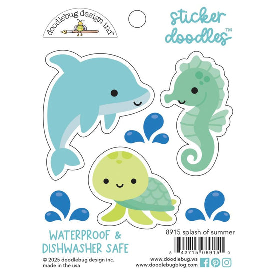 Doodlebug Water Bottle Sticker Doodles Splash Of Summer, Summer Fun