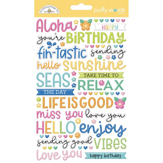 Doodlebug Puffy Stickers Words, Summer Fun