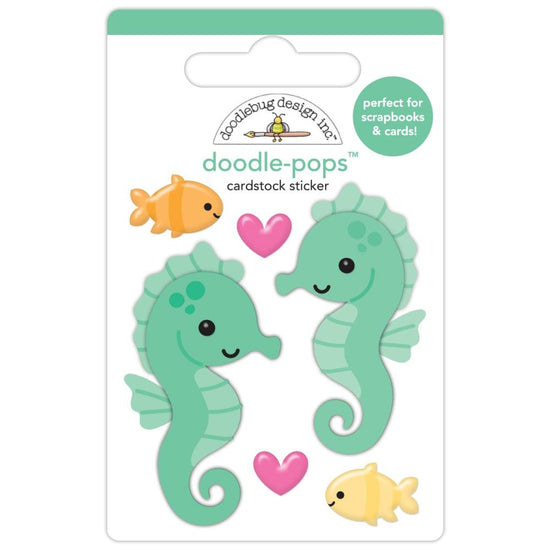 Doodlebug Doodle-Pops 3D Sticker Sam & Sally Seahorse, Summer Fun