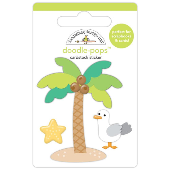 Doodlebug Doodle-Pops 3D Sticker Palm Beach, Summer Fun