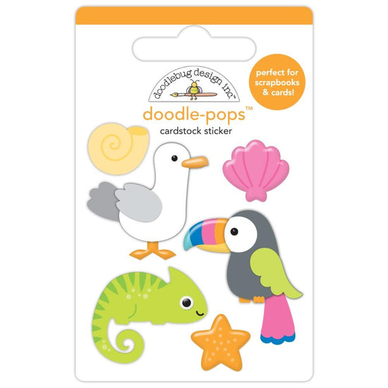 Doodlebug Doodle-Pops 3D Sticker Tropical Trio, Summer Fun