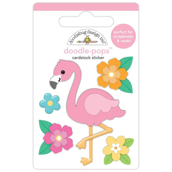 Doodlebug Doodle-Pops 3D Sticker Flora Flamingo, Summer Fun