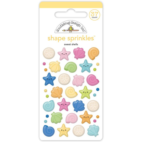 Doodlebug Sprinkles Adhesive Enamel Shapes Sweet Shells, Summer Fun