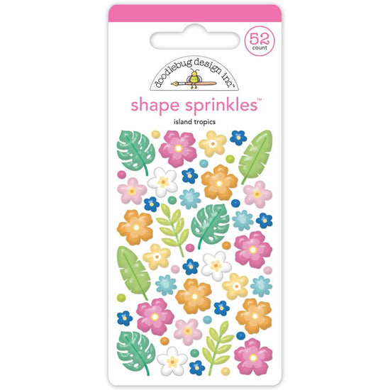 Doodlebug Sprinkles Adhesive Enamel Shapes Island Tropics, Summer Fun