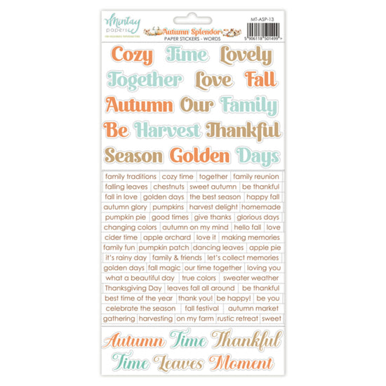 6 X 12 PAPER STICKERS - AUTUMN SPLENDOR - WORDS