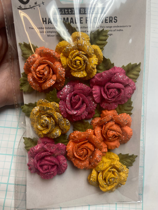 Little Birdie Karin Paper Flowers 9/Pkg Boho Vibes