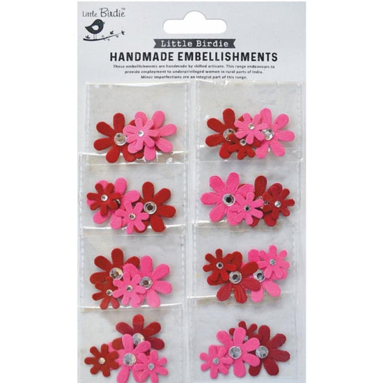 Little Birdie Jeweled Florets Sticker Embellishment 32/Pkg Candy Mix