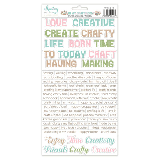 6 X 12 PAPER STICKERS - IN MY CRAFTROOM - WORDS