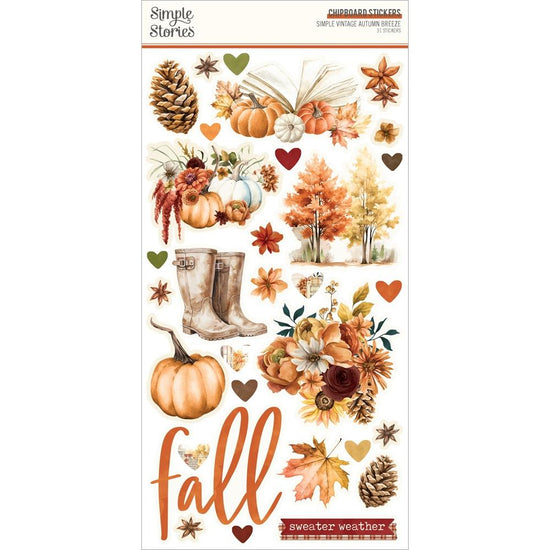 Simple Stories Chipboard Stickers 6"X12" Simple Vintage Autumn Breeze
