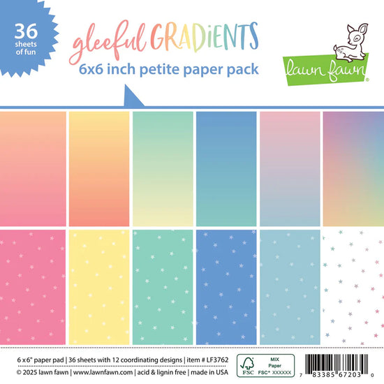Lawn Fawn gleeful gradients petite paper pack 6”x6”