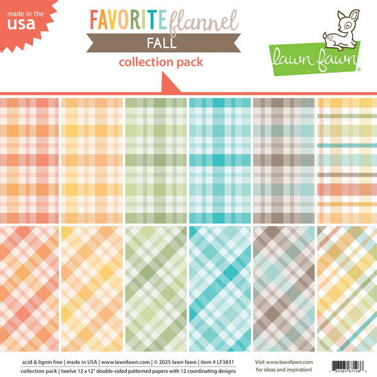Lawn Fawn favorite flannel fall collection pack 12”x12”