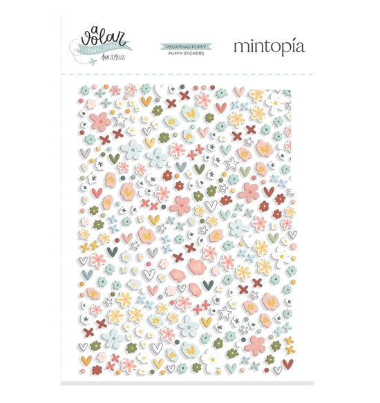 Mintopia Pegatinas puffy flores A volar Travel Stories Mintopía