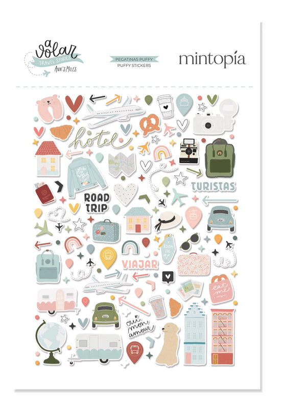 Mintopia Pegatinas puffy Ilustraciones A volar Travel Stories Mintopía