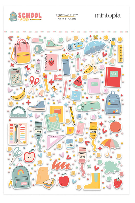 Mintopia Pegatinas puffy ilustraciones School Days Mintopía