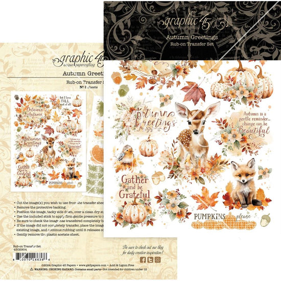 Graphic 45 Rub-On Transfers Autumn Greetings