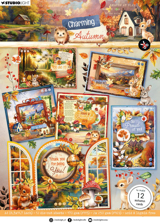 Studio Light Card Making Pad Autumn Cards Charming Autumn 14 Sheets
