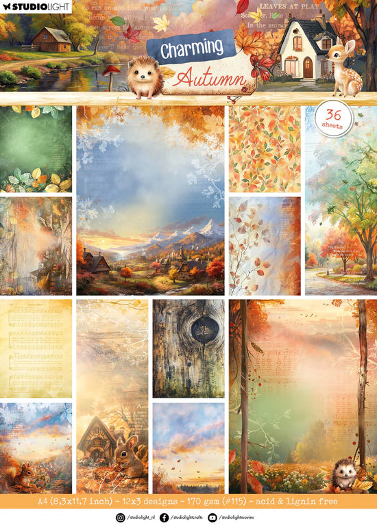 Studio Light Designer Paper Pad Background Papers Charming Autumn 36 Sheets