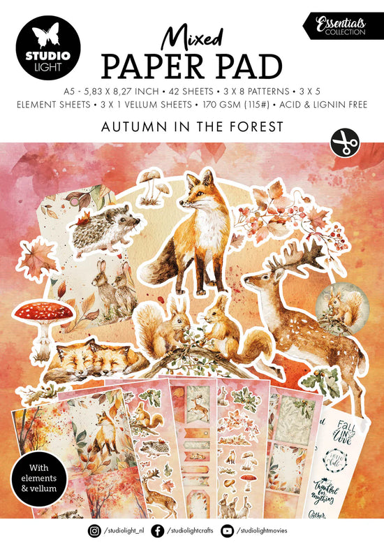 Studio Light Mixed Paper Pad Autumn Essentials 42 Sheets