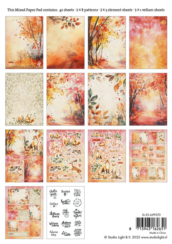 Studio Light Mixed Paper Pad Autumn Essentials 42 Sheets