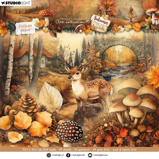 Studio Light Collage Paper Pad Backgrounds & Elements Autumn In The Woods 36 Sheets