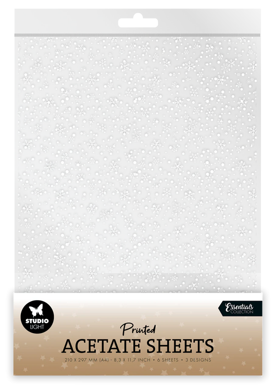 Studio Light Acetate Sheet Snowflakes White Essentials 6 Sheets