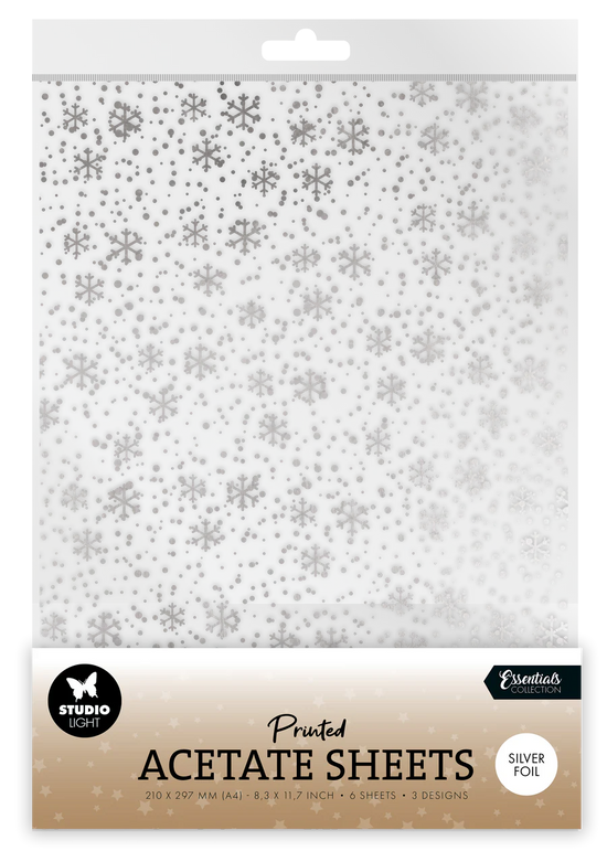 Studio Light Acetate Sheet Snowflakes Silver Essentials 6 Sheets